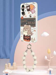 1 ốp lưng điện thoại TPU màu trắng họa tiết gấu và thỏ dễ thương chống sốc và 1 dây đeo điện thoại hình quả cầu lông màu trắng, tương thích với điện thoại thông minh /Android - Tương thích với iPhone 16 Pro Max, A14, A54, A52, A31 4G, A23, Tương thích với Redmi Note 8 Pro, 11 Pro 4G, 12 4G, Tương thích với OPPO A54 - Nhiều màu - Xem 2