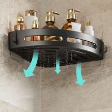 1/2/3pcs No-Drill Kitchen Corner Rack Organizer, Plastic Multi-Function Spice Shelf Wall Mount Bathroom Storage Rack Home Bathroom Decor Bathroom Organizer Summer Back To School - Multicolor - View 5