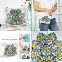1 件 5D DIY 独特花卉图案钻石画套件斜挎包 - 带不对称钻石的 PU 皮革艺术手提包、拉链和链条单肩包、创意工艺礼品套装