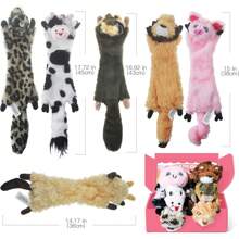 Juguetes chirriantes para perros sin relleno, paquete de 6 juguetes para perros pequeños juguetes duraderos para masticar perros de peluche lindos animales naturales para la dentición juguetes chirriantes - Multicolor - Ver 5