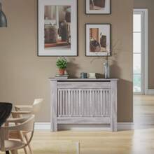 Radiator Cover Heater Cover Cabinet Radiator Shelf MDF Wood Vertical Slat White Grey Radiator Covers Living Room Furniture - 灰色 - 查看 6