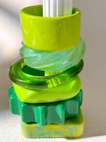 1件优雅独特的绿色系列树脂手链，女士适用，适合作为礼物送给朋友（尺寸偏差3毫米/0.11英寸属于正常范围） - 綠色 - 查看 1