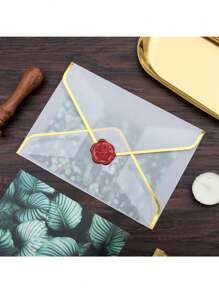 10 个/包金色装饰玻璃牛皮纸信封，金箔边信封 - 10pcs/包金邊硫酸紙信封 - 查看 2