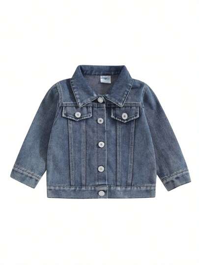 Toddler Baby Girl Jacket Big Lil Sister/Brother Letter Embroidery Jean Long Sleeve Cardigan Button Denim Coat