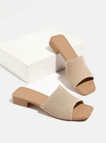 Women's Fashion Mid Heel Sandals, Outdoor Slides, Spring/Summer Party Heels - Apricot - View 7