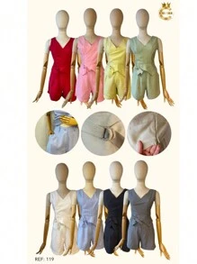 Shorts And Wrap Blouse Set - 淺粉色 - 查看 2