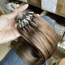 Micro Loop Hair Extensions Real Human Hair Microlink Hair Extensions Human Hair Black Microbead Hair Extensions 12-20 Inch 30g/50s - S4 - View 4