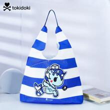 Tokidoki Canvas Tote Bag For Women Tokidoki Shoulder Bag Large Capacity Unicorno Casual Handbag For College Work Travel Shopping - Xanh và trắng - Xem 5