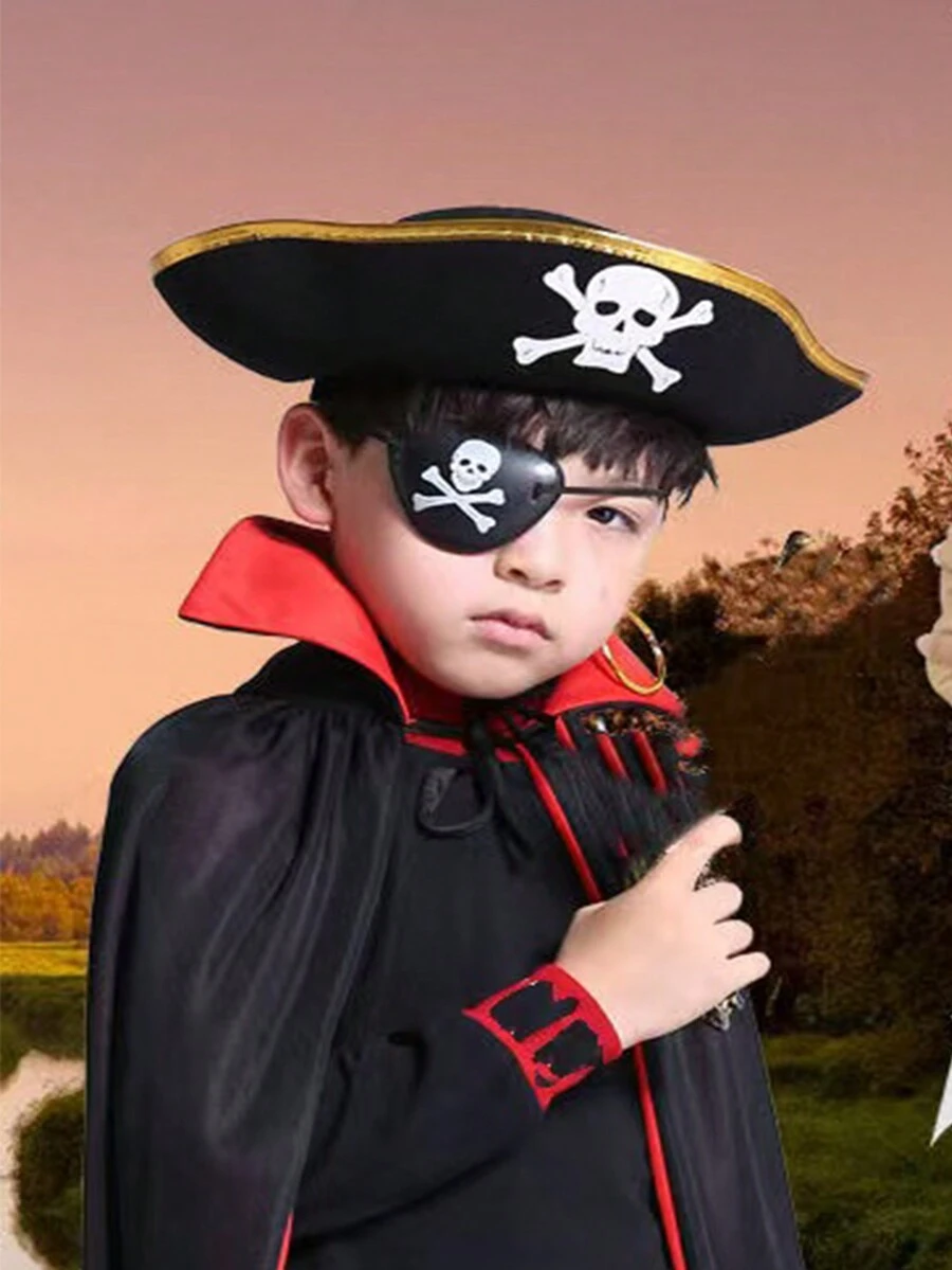 1pc Children Skull Pattern Hat, Pirate Style Hat For Holiday Costume - A - View 1