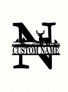 An Iron Wrought Custom Flower Last Name Logo Last Name Logo Personalized Metal Outdoor Men's Split Monogram Split Logo Family Valentine's Day Gift Housewarming Gift Father's Day Independence Day Party Summer Graduation School Season Decorations Gifts Birthday