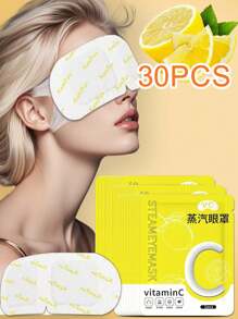1/5/10/20/30/50 pièces Masque oculaire à vapeur jaune vitaminé, usage unique auto-chauffant, sans alcool, sans odeur, soulage la fatigue et la sécheresse oculaires, aide au sommeil quotidien, sieste de milieu de journée, détente en voyage, accroché à l'oreille, lunettes de voyage portable et d'affaires, fournissant des soins de base pour les yeux pour les utilisateurs d'ordinateurs et de téléphones portables, convenant aux étudiants et aux travailleurs de bureau