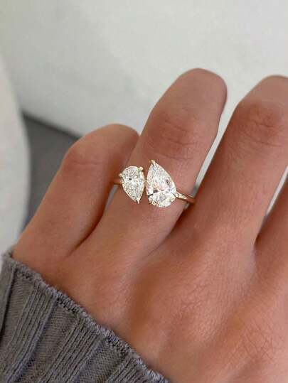 ESBERRY 1pc 925 Sterling Silver Personalized Fashion Irregular Zirconia Ring, Women's Jewelry, Exquisite Jewelry, Women's Dating Gift