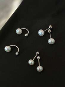 1 对 S925 纯银珍珠圆珠螺旋耳环，送给母亲、女朋友和姐妹的最佳礼物