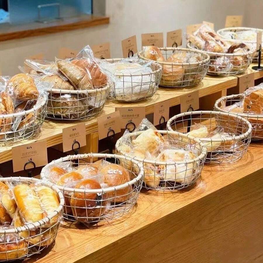 1 件铁丝编织篮，家庭储物篮，水果篮，圆形/方形面包篮，手工储物篮，编织水果蔬菜篮，水果面包储物篮 - 彩色 - 查看 1