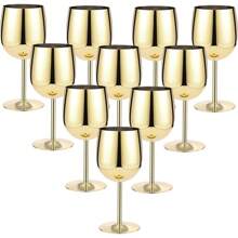 12 Pack Stainless Steel Wine Glasses Metal Unbreakable Wine Glass 12 Oz Portable Steel Wine Glass Wine Goblet Stemmed Wine Glasses Goblet Set For Party Travel Camping Outdoor Activity (Gold) - Multicolor - View 1