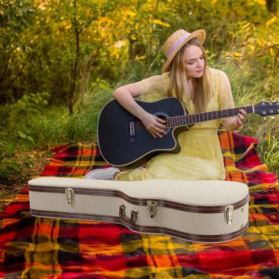 Glarry Guitar Hard Case For 41" Folk Guitar Acoustic Guitars Hard-Shell Wooden