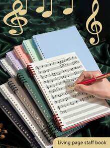 1 pieza Cuaderno de práctica desmontable con pentagrama musical y nota musical personalizada de tamaño B5 negro, adecuado para que los amantes de la música organicen las partituras, con nombre personalizado