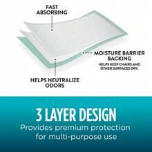 Maximum Absorbency Unisex Premium Underpad, L, 18 Count