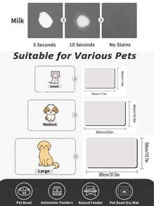 1 pièce de tapis d'alimentation pour chat/chien, tapis absorbant et antidérapant imperméable, facile à nettoyer, prévient les déversements et les salissures de nourriture