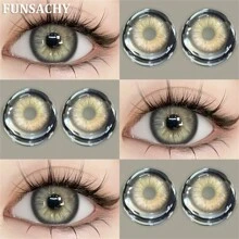 FUNSACHY 1 对 SERENA 天然彩色隐形眼镜蓝色眼部隐形眼镜时尚化妆品眼部彩妆女士隐形眼镜