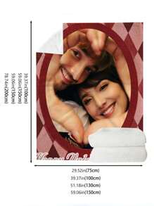 SRH 1pc Customizable Blanket - Plaid Pattern, Upload Your Own Photo And Text, Flannel Fabric, Soft And Cozy, Suitable For Room, Sofa, Bedroom, Office, Camping, Travel, Best Personalized Gift For Partner, Valentine's Day, Mother's Day, Anniversary, Birthday