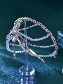 1pc Rhinestone & Imitation Crystal Forehead Hairband, Elegant Fashion Hair Accessory Gift For Women, Suitable For Wedding, Banquet, Party, Celebration