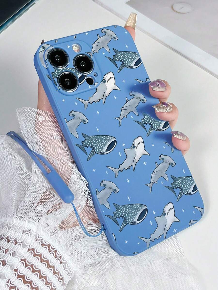 1 pieza Funda de teléfono a prueba de golpes con patrón de ola de verano de TPU gris y 1 pieza Cordón de silicona gris, compatible con iPhone / teléfonos Android como OPPO, etc., versión internacional, no la versión nacional - Multicolor - Ver 1