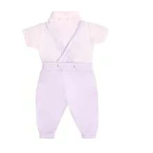 Conjunto de batismo 3 peças para bebê menino, roupas para bebês - Branco - Visão 3