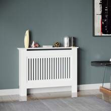 Radiator Cover Heater Cover Cabinet Radiator Shelf MDF Wood Vertical Slat White Grey Radiator Covers Living Room Furniture - White - View 7