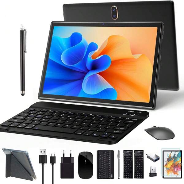 Tablet PC Tablet 10 Pulgadas 4G LTE Tablet con Ranura SIM, Tablet Android 13 con Lápiz de Teclado, Tablet PC 64GB ROM 512GB TF, Octa-Core, 13MP, 7000mAh, WiFi, Negro