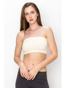 KURVE SEAMLESS MINI BANDEAU TUBE TOP - Cream - View 3