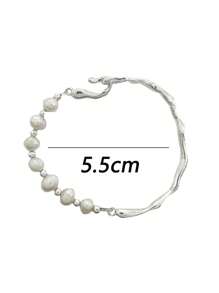 1 pieza Brazalete de perla de textura de rama de perla de cultivo barroco con parche de perla (la cantidad de perlas puede variar aleatoriamente debido a la artesanía manual)