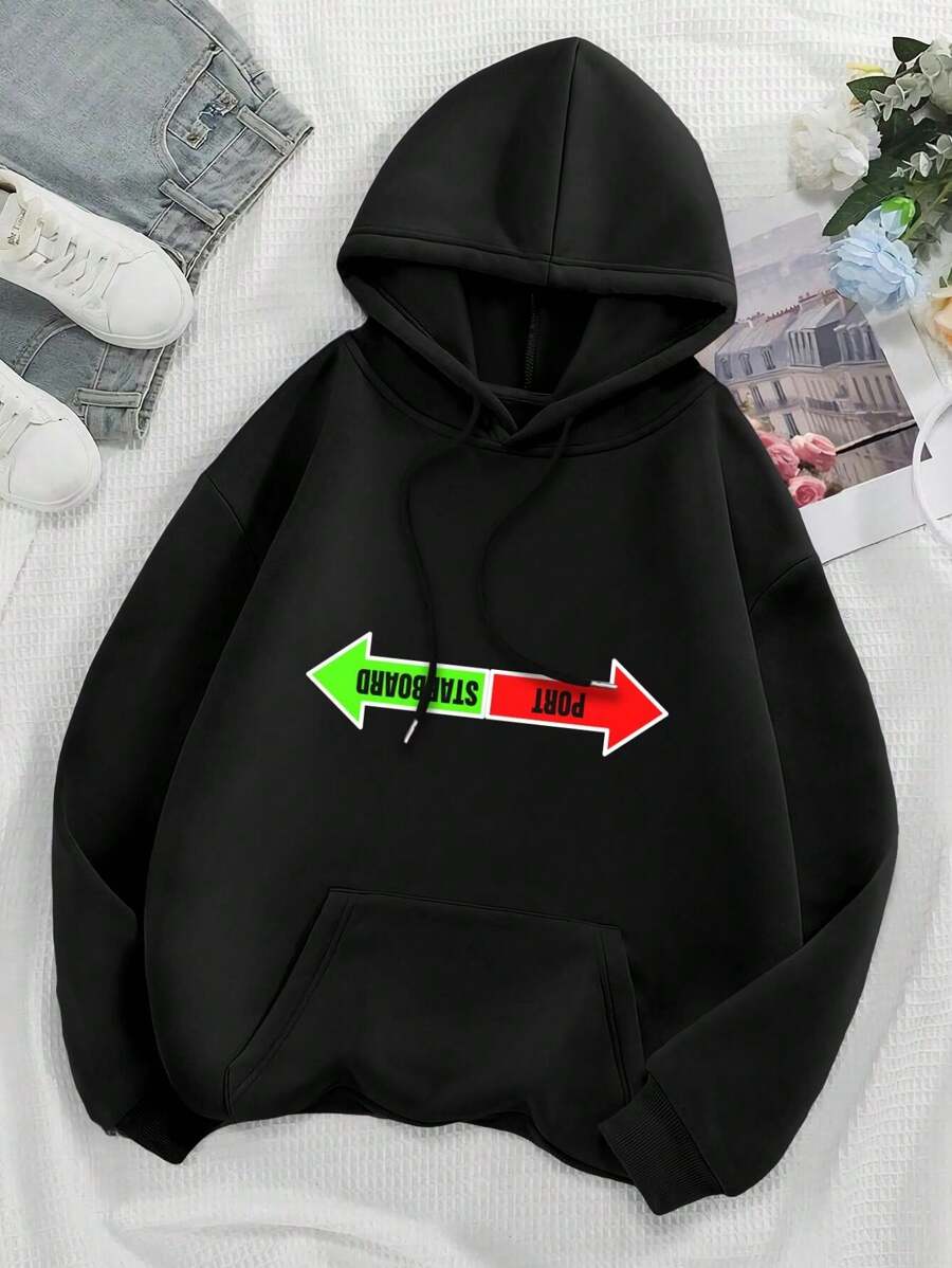 Port Starboard Big Size Women Hoodie Women's Hoodies Aft Boat Captain Boating Funny Water Sports - Black - View 1
