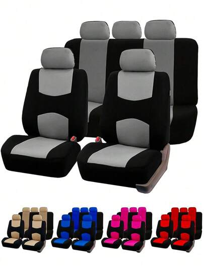 Universal Fit 9Pcs Seat Covers Full Set – Front And Rear Split Bench Seat Covers For ,Washable Car Seat , Universal Fit For Small To Medium Cars,Made Of Polyester Fabric,Upgrade Your Car Interior