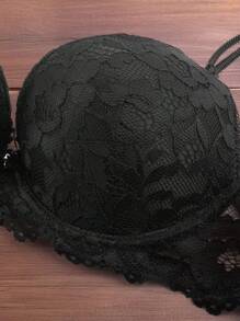 2 Stück Damen Push-Up-BH sexy Spitze Unterbügel-BHs, komfortabler atmungsaktiver Lift-up-BH geeignet für Hochzeitskleid Bustier Lingerie