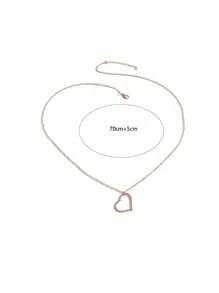 1pc Minimalist Geometry Hollow Love Pendantry Gold Long Necklace For Women Simple Silver Sweater Chain For Girls Charm Fall/Winter Jewelry For Women