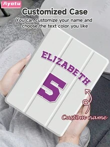 Customized Name & Number IPad Air4/5 Protective Case, Personalized Leather Cover Compatible With IPad 7/8/9th 10.2", Galaxy Tab S7/S8 11", Tab A7 Lite 8.7", DIY Tablet Protective Shell, Creative DIY Case, Kids, Family, Pets Customized Gift For Birthday, Anniversary, New Year, Back To School