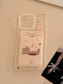 1 件 GUCADI 可爱卡通动物图案粉色卡夹软 TPU 手机壳适用于 16/15/14/13/12/11 系列防水防震防摔防刮 - 無色 - 查看 6