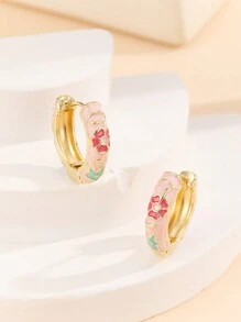 1 Paar Mode Kupfer Material Blumen Muster Creolen Ohrringe Schmuck für Frauen Mädchen