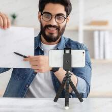 AXNEN Chân máy ảnh bạch tuộc linh hoạt, giá đỡ điện thoại di động và máy ảnh nhỏ có tay cầm bằng xốp, giá đỡ bạch tuộc mini xoay 360° dùng cho chụp ảnh và quay phim, giá đỡ di động có thể điều chỉnh với kẹp đa năng - màu đen - Xem 7