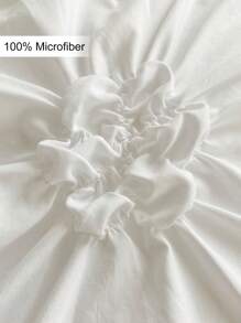 2/3 pièces Ensemble de housse de couette à motif floral plissé blanc en polyester, style minimaliste moderne. Ensemble de housse de couette et taie d'oreiller convenant à toutes les saisons (1 housse de couette + 1/2 taies d'oreiller)
