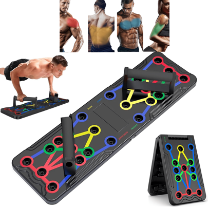 Multifunctional Solid Pushup Plate Foldable Home Gym Equipment Multifunctional Pushup Rack System Fitness Equipment Floor Pectoral Muscle Workout Professional Equipment Fat Burning Strength Training Arms Men Women Weights