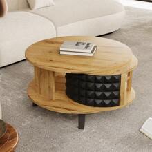 LITZEE Couchtisch, Drehtisch, Beistelltisch mit versteckter interner Ablage
