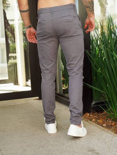 Calça Sarja Masculina Skinny com Lycra – Slim Fit Casual Clássica com Elastano