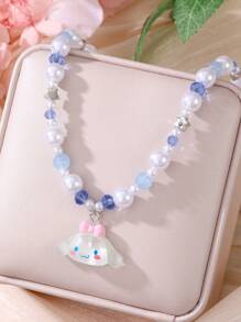 Sanrio 1 pièce Collier pendentif en résine avec perles Sanrio, Kuromi, chat, convient pour le collier de meilleure amie