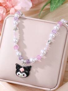 Sanrio 1 pièce Collier pendentif en résine avec perles Sanrio, Kuromi, chat, convient pour le collier de meilleure amie