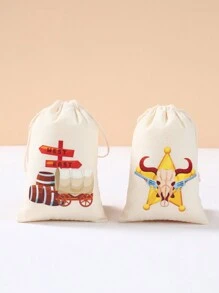 6 件西部牛仔风格礼品袋，西部牛仔主题礼品包装袋，抽绳袋，生日宝贝淋浴性别揭示派对装饰储物袋，派对礼物 - 彩色 - 查看 4