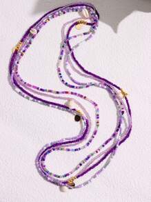 4pcs/Set Bohemian Style Rice Beaded Waist Chains, Sexy Belly Chains For Women, Summer Beach Party Jewelry, Random Bead Color