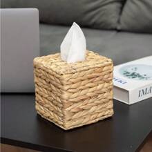 Square Tissue Box Cover- 5.7" X 5.7" X 5"- Decorative Woven Facial Tissue Holder With Hinged Top Lid- Facial Box For Home, Office,Bathrooms, Decoration (Square- Set 2)