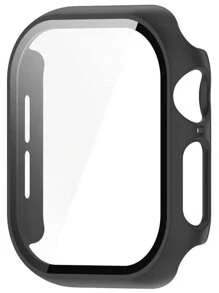 2 Packungen kompatible Hartschale für Apple Watch (2022/2023/2024)/Series 10 9 8 7 46mm/45mm/41mm, Eingebauter 9H Gehärteter Glasbildschirmschutz, Rundum-Schutzhülle, HD Klar, hochempfindlich, Hülle kompatibel mit Apple Watch SE 6 5 4 40mm/44mm